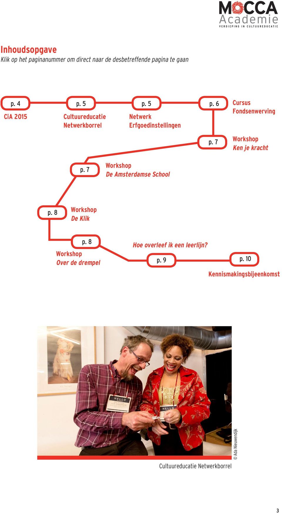 7 Cursus Fondsenwerving Ken je kracht p. 7 De Amsterdamse School p. 8 De Klik p.