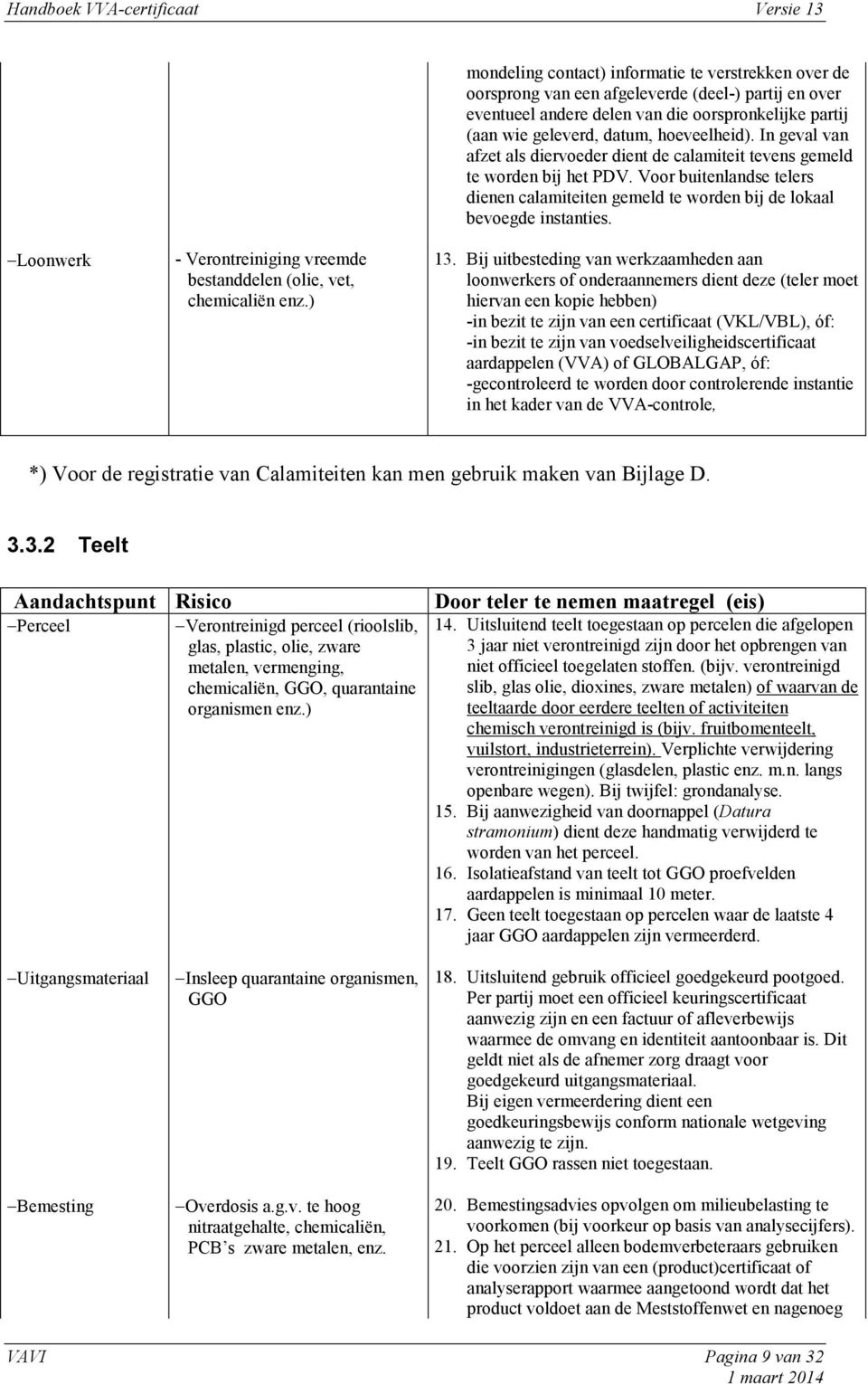 Loonwerk - Verontreiniging vreemde bestanddelen (olie, vet, chemicaliën enz.) 13.