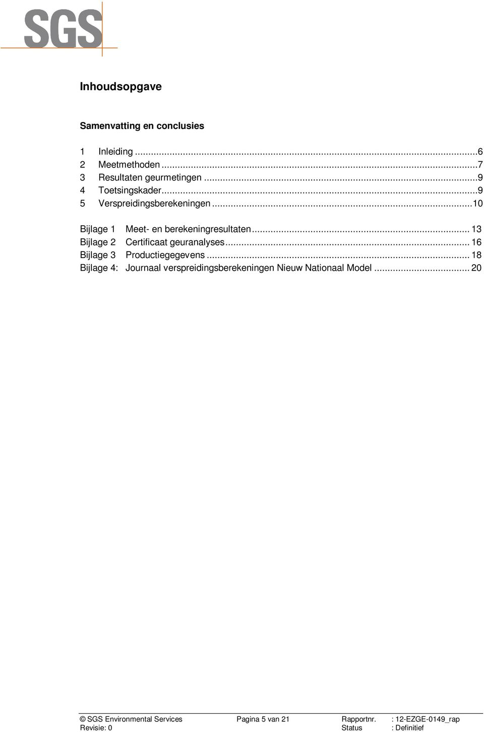 .. 13 Bijlage 2 Certificaat geuranalyses... 16 Bijlage 3 Productiegegevens.