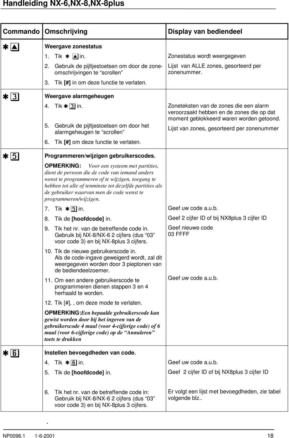 OPMERKING: Voor een systeem met partities, dient de persoon die de code van iemand anders wenst te programmeren of te wijzigen, toegang te hebben tot alle of tenminste tot dezelfde partities als de