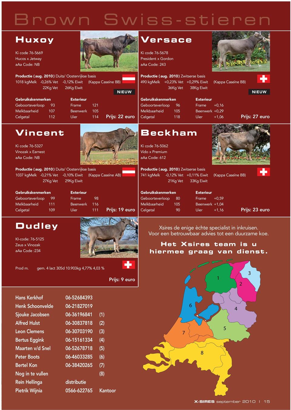 2010 ) Zwitserse basis 490 kgmelk +0,23% Vet +0,29% Eiwit (Kappa Caseïne BB) 36Kg Vet 38Kg Eiwit NIEUW Gebruikskenmerken Exterieur Geboorteverloop 93 Frame 121 Melkbaarheid 107 Beenwerk 105 Celgetal