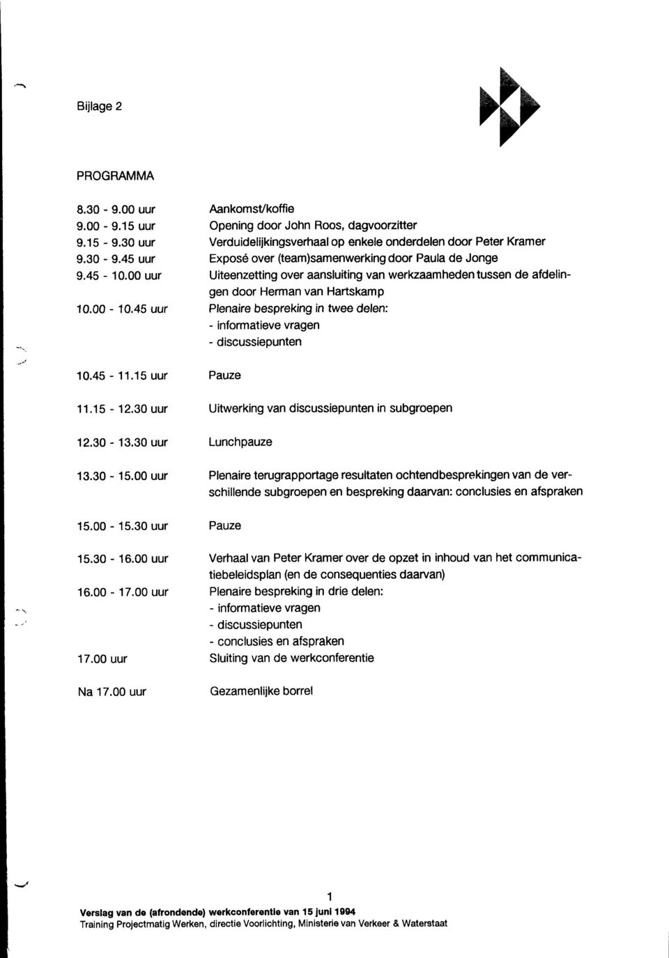 aansluiting van werkzaamheden tussen de afdelingen door Herman van Hartskamp Plenaire bespreking in twee delen: - informatieve vragen - discussiepunten 10.45-11.15 uur Pauze 11.15-12.