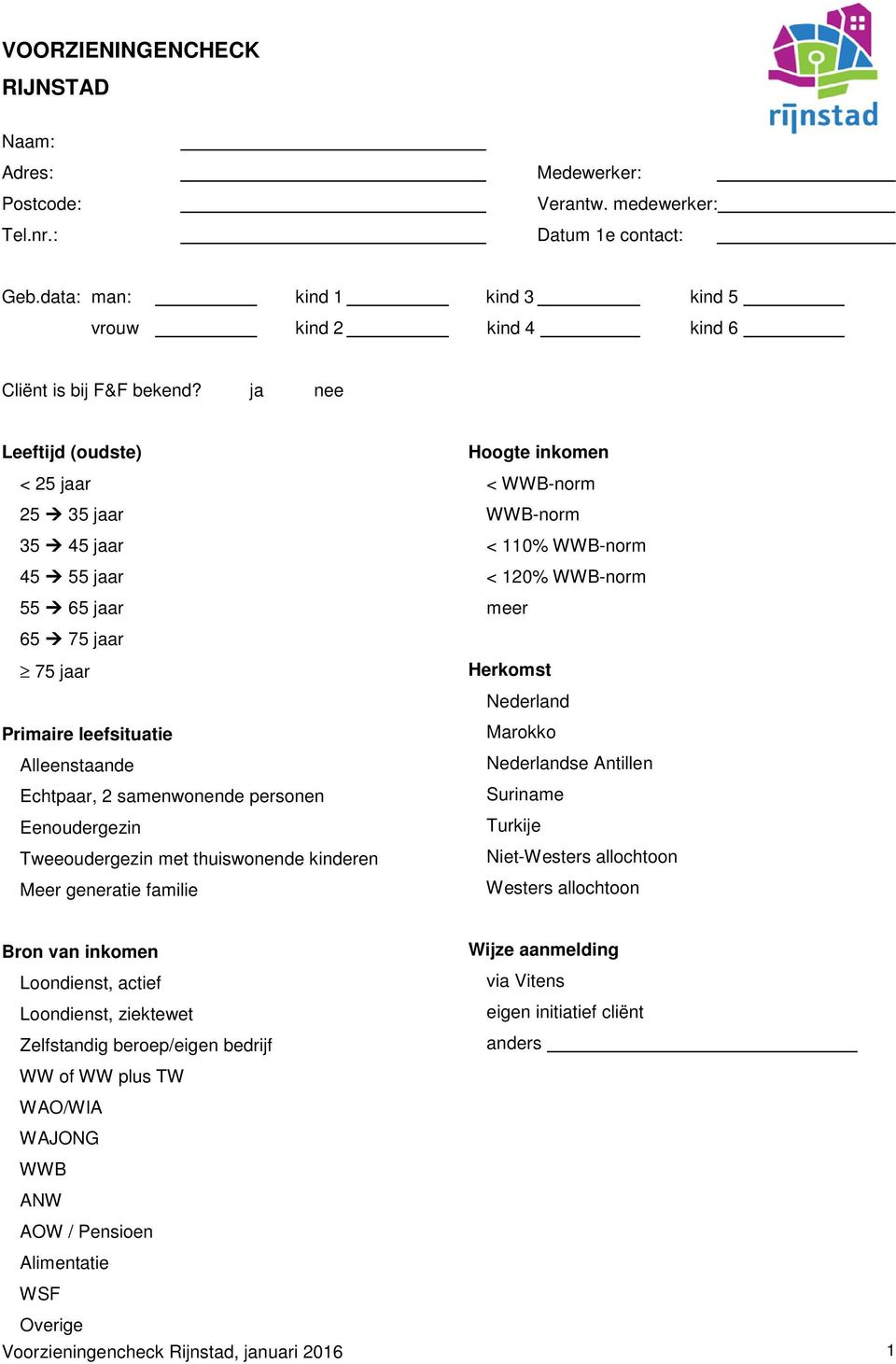 met thuiswonende kinderen Meer generatie familie Hoogte inkomen < WWB-norm WWB-norm < 110% WWB-norm < 120% WWB-norm meer Herkomst Nederland Marokko Nederlandse Antillen Suriname Turkije Niet-Westers