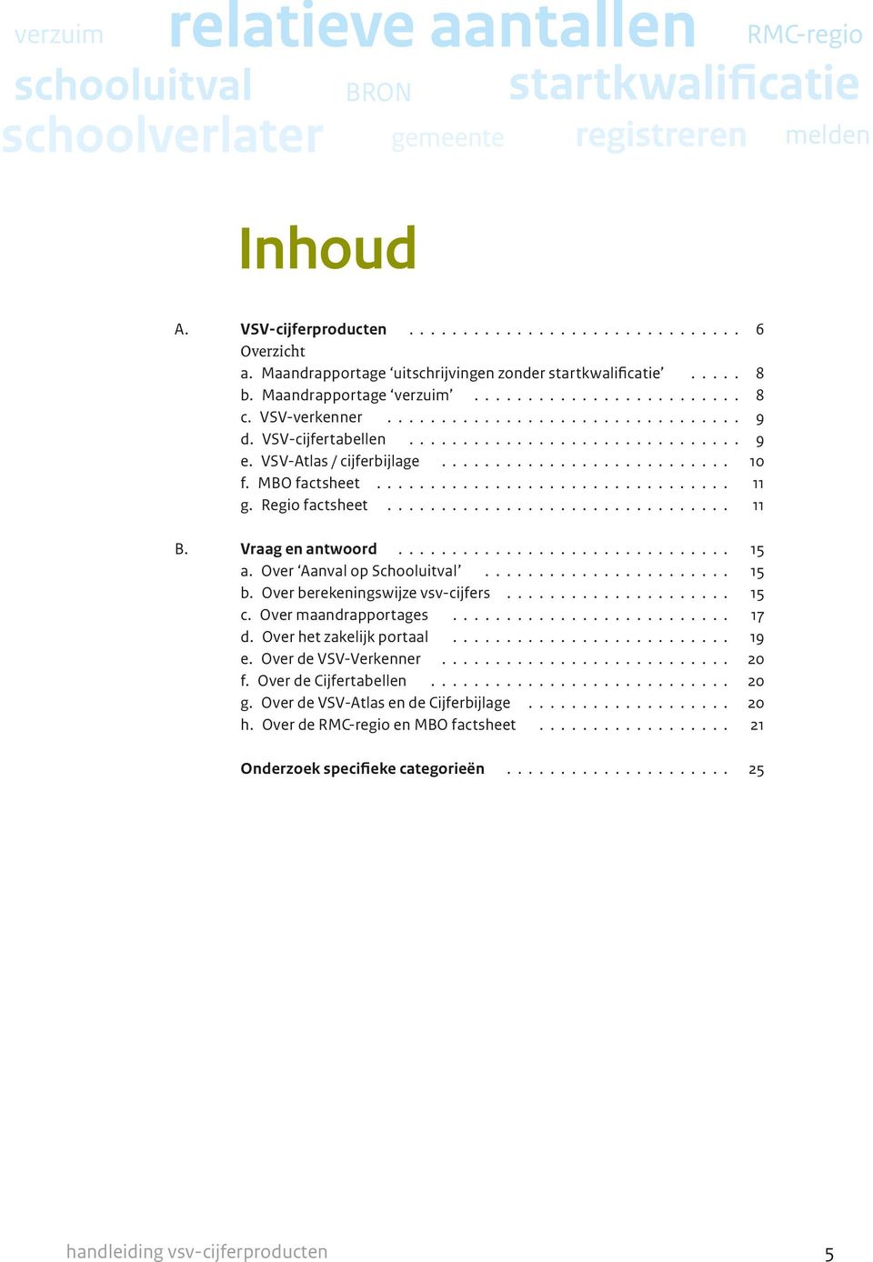 VSV-Atlas / cijferbijlage........................... 10 f. MBO factsheet................................. 11 g. Regio factsheet................................ 11 B. Vraag en antwoord............................... 15 a.