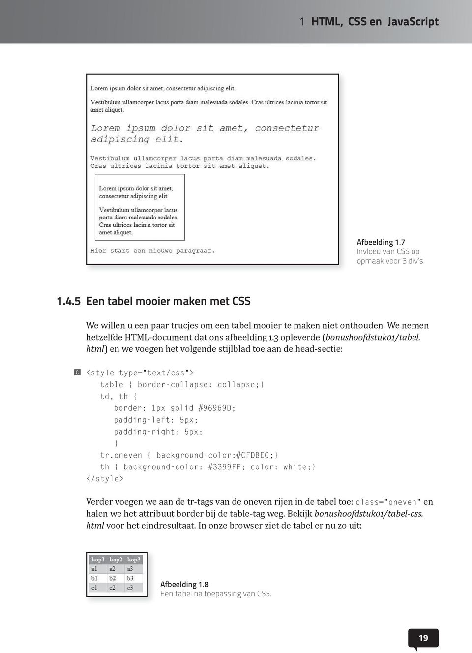 html) en we voegen het volgende stijlblad toe aan de head-sectie: C <style type="text/css"> table { border-collapse: collapse;} td, th { border: 1px solid #96969D; padding-left: 5px; padding-right: