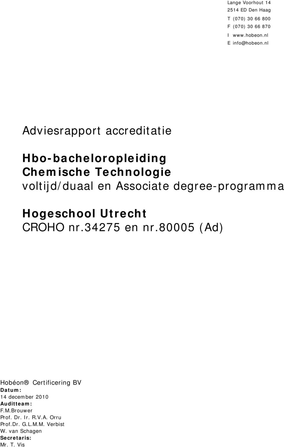 degree-programma Hogeschool Utrecht CROHO nr.34275 en nr.