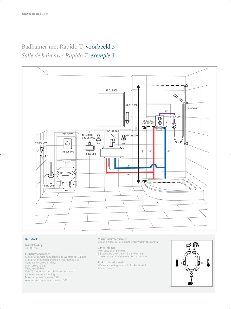 000 40 339 000 1200 40 340 000 Installatiediepte 70-95 mm Functievoorwaarden Min. druk zonder nageschakelde weerstand: 0,5 bar Min.