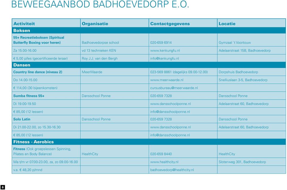 00-12.00) Dorpshuis Badhoevedorp Do 14.00-15.00 www.meerwaarde.nl Snelliuslaan 3-5, Badhoevedorp 114,00 (30 bijeenkomsten) cursusbureau@meerwaarde.