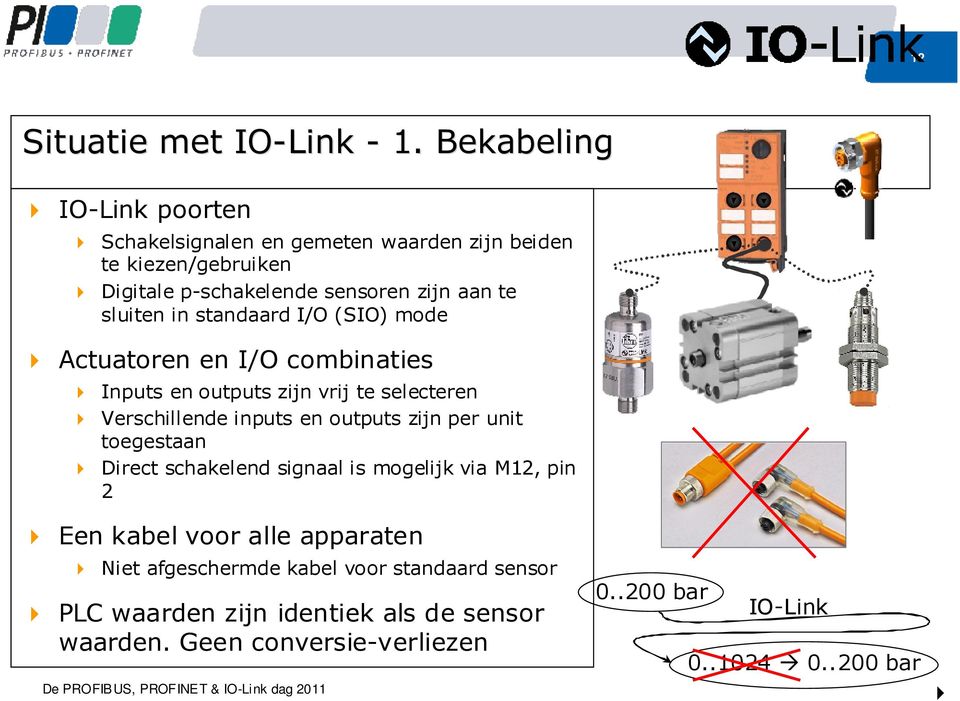 sluiten in standaard I/O (SIO) mode Actuatoren en I/O combinaties Inputs en outputs zijn vrij te selecteren Verschillendeinputs en outputs