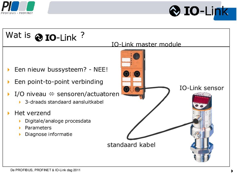 3-draads standaard aansluitkabel IO-Link sensor Het verzend