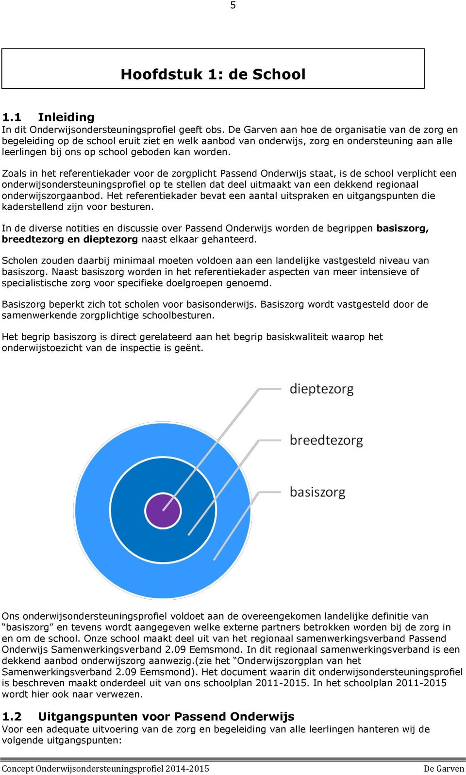 Zoals in het referentiekader voor de zorgplicht Passend Onderwijs staat, is de school verplicht een onderwijsondersteuningsprofiel op te stellen dat deel uitmaakt van een dekkend regionaal