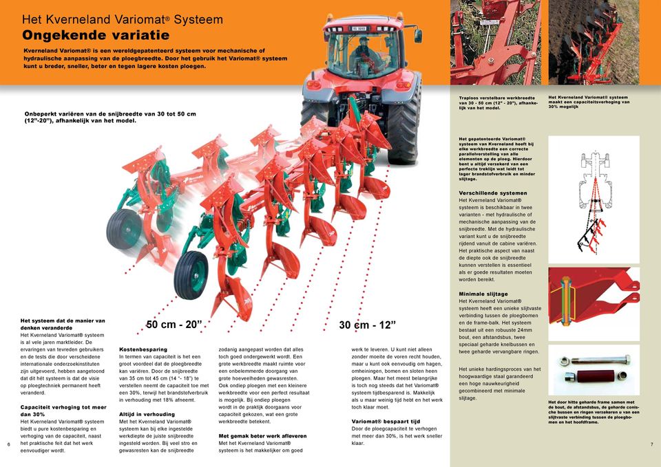 Traploos verstelbare werkbreedte van 30-50 cm (12-20 ), afhankelijk van het model.