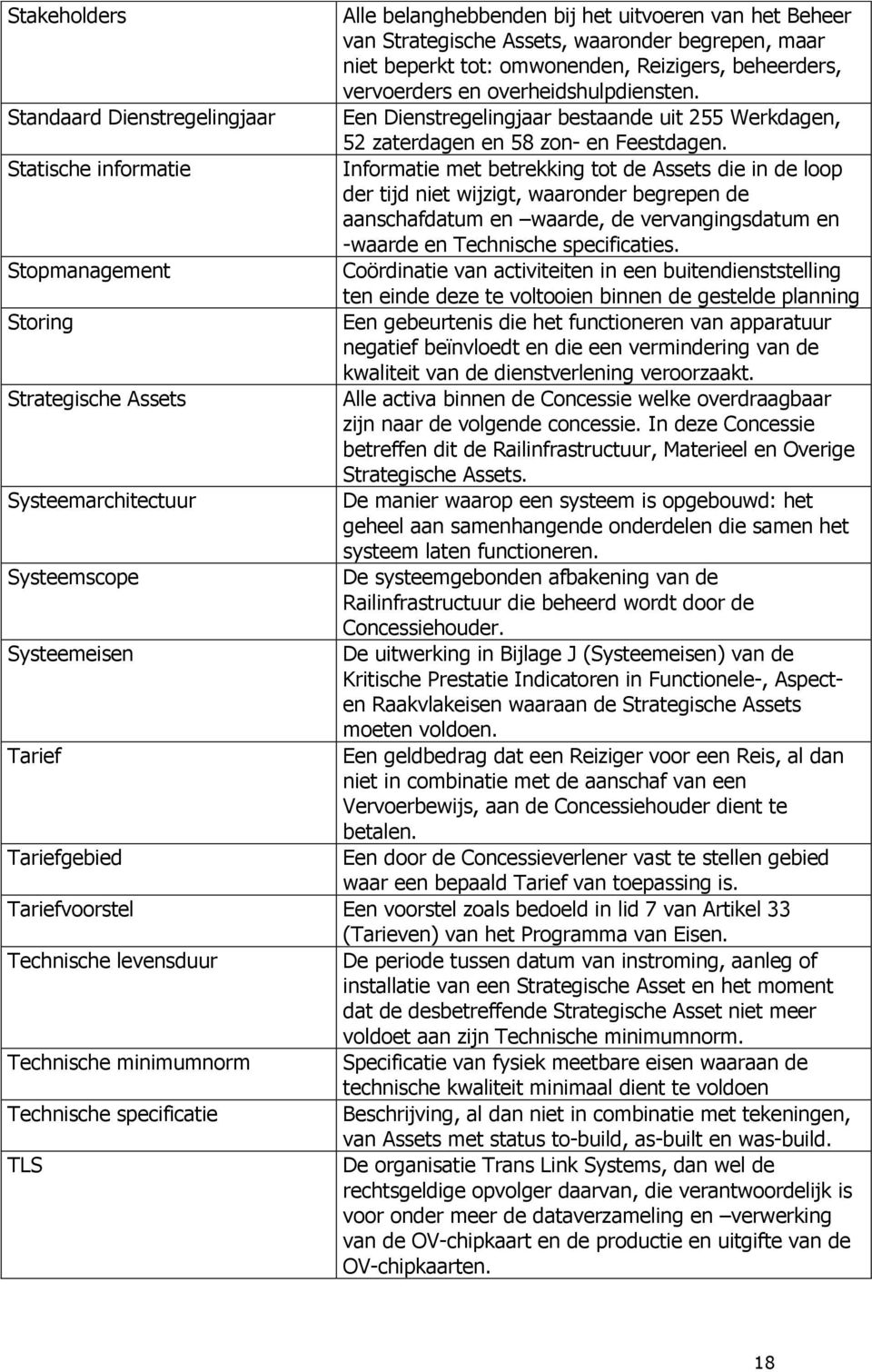 Statische informatie Informatie met betrekking tot de Assets die in de loop der tijd niet wijzigt, waaronder begrepen de aanschafdatum en waarde, de vervangingsdatum en -waarde en Technische