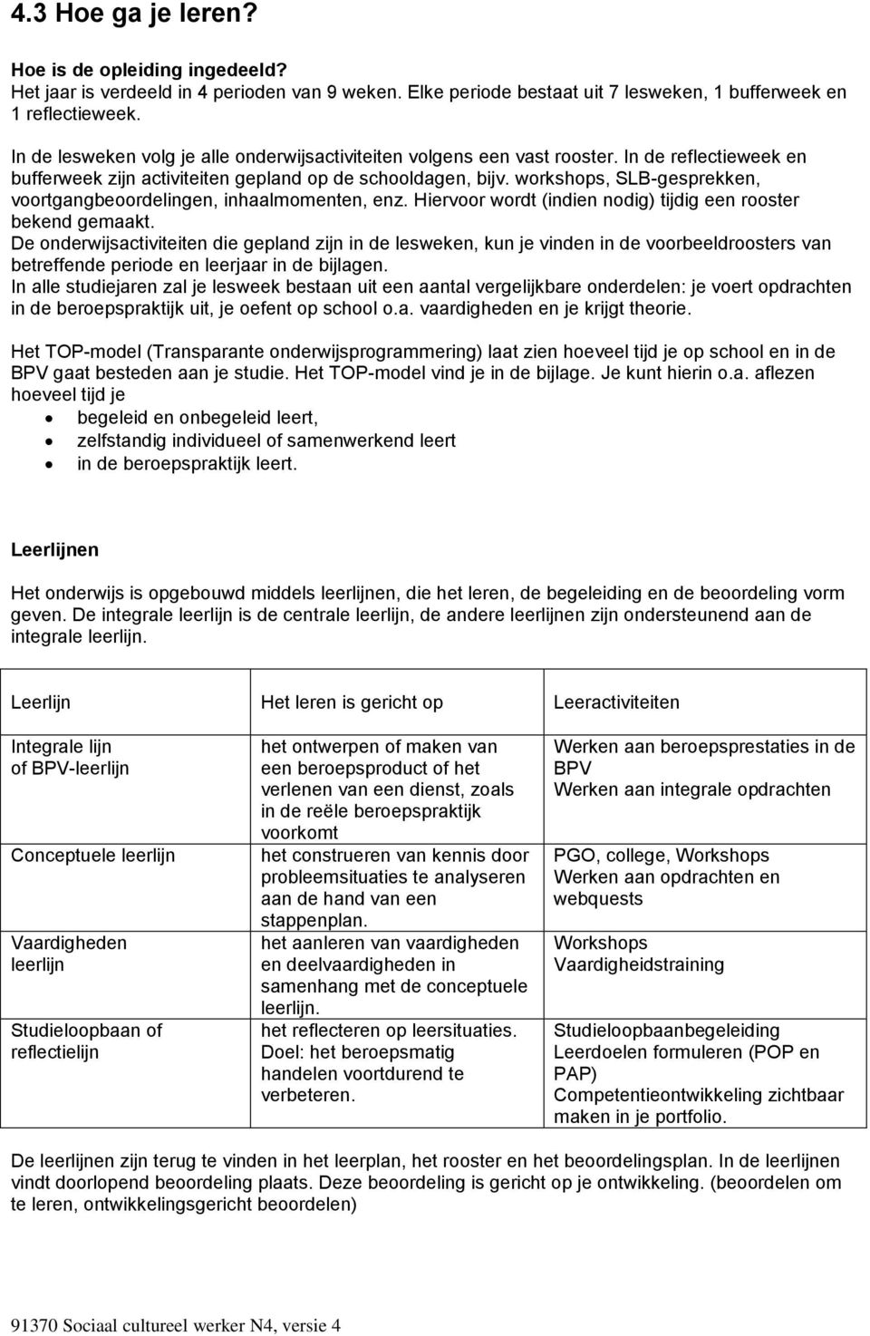 workshops, SLB-gesprekken, voortgangbeoordelingen, inhaalmomenten, enz. Hiervoor wordt (indien nodig) tijdig een rooster bekend gemaakt.