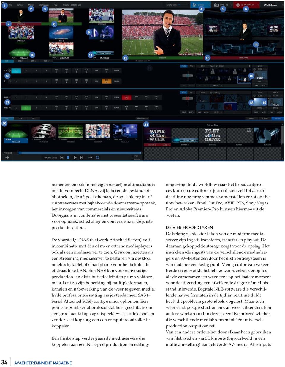 Doorgaans in combinatie met presentatiesoftware voor opmaak, scheduling en conversie naar de juiste productie-output.