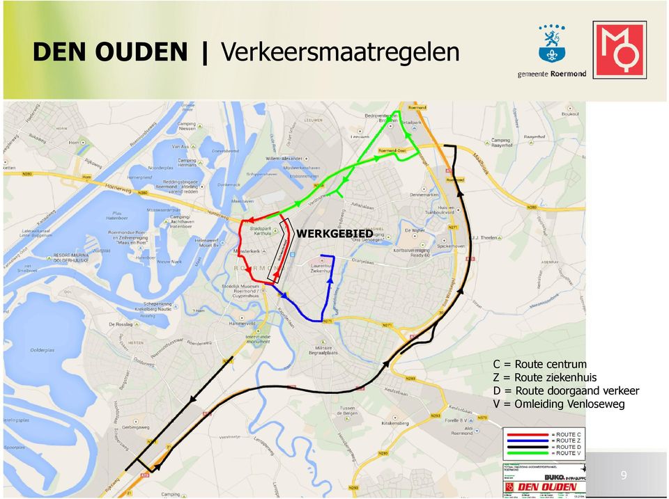 Route ziekenhuis D = Route