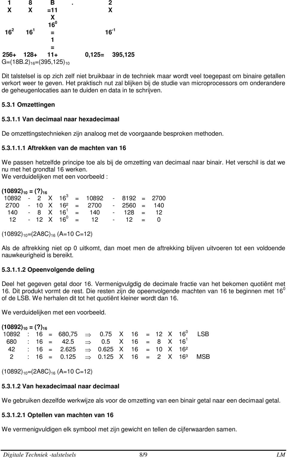 Het praktisch nut zal blijken bij de studie van microprocessors om onderandere de geheugenlocaties aan te duiden en data in te schrijven. 5.3.1 