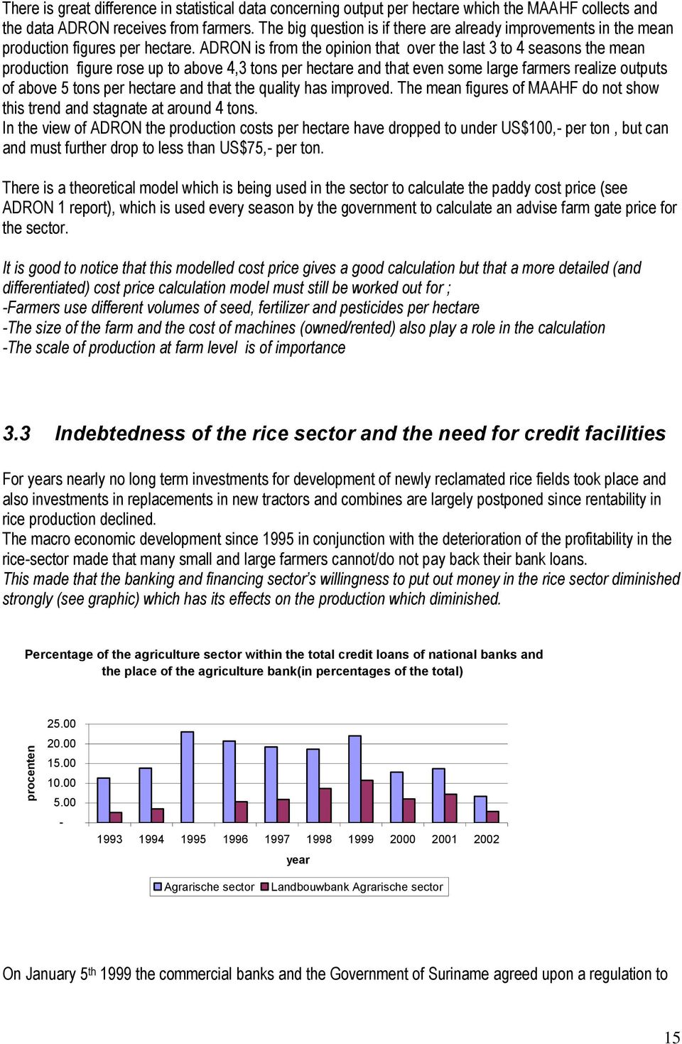 ADRON is from the opinion that over the last 3 to 4 seasons the mean production figure rose up to above 4,3 tons per hectare and that even some large farmers realize outputs of above 5 tons per