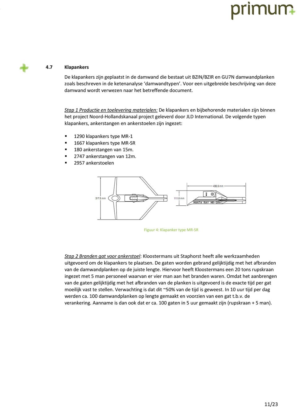 Stap 1 Productie en toelevering materialen: De klapankers en bijbehorende materialen zijn binnen het project Noord-Hollandskanaal project geleverd door JLD International.