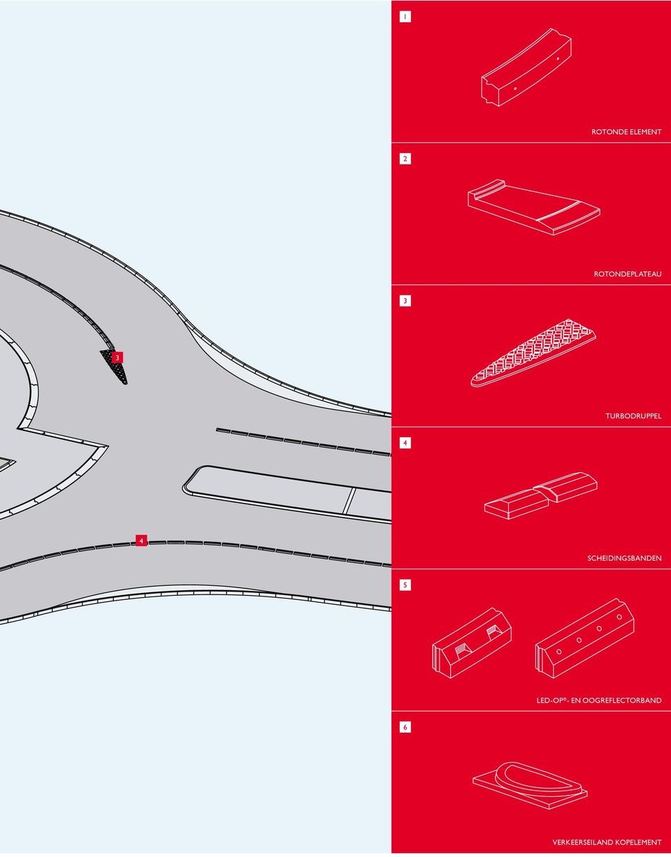 4 4 scheidingsbanden 5 led-op -