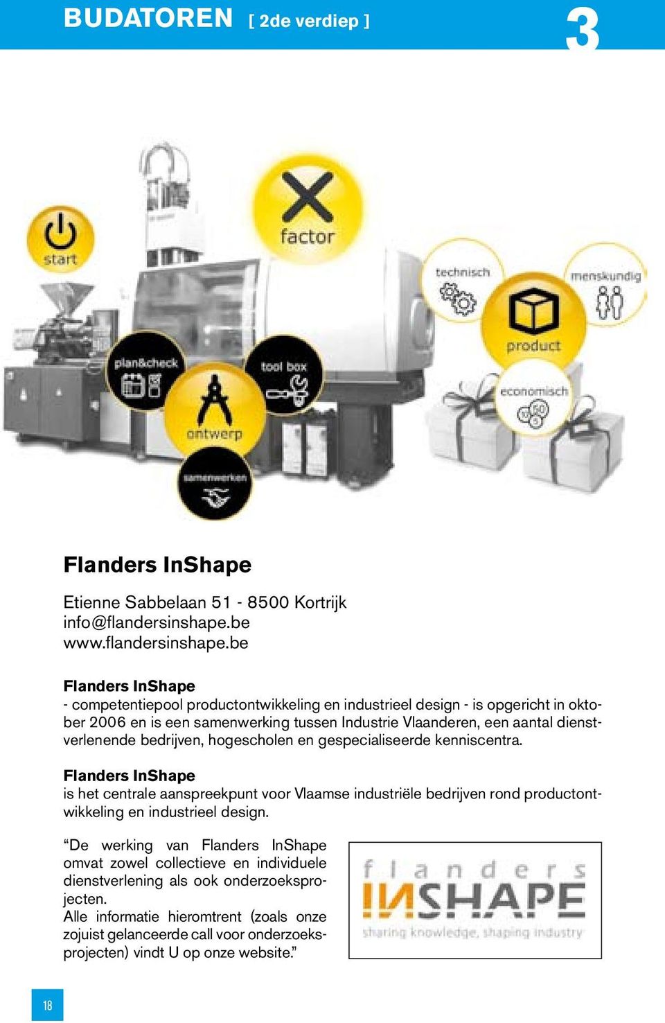 be Flanders InShape - competentiepool productontwikkeling en industrieel design - is opgericht in oktober 2006 en is een samenwerking tussen Industrie Vlaanderen, een aantal