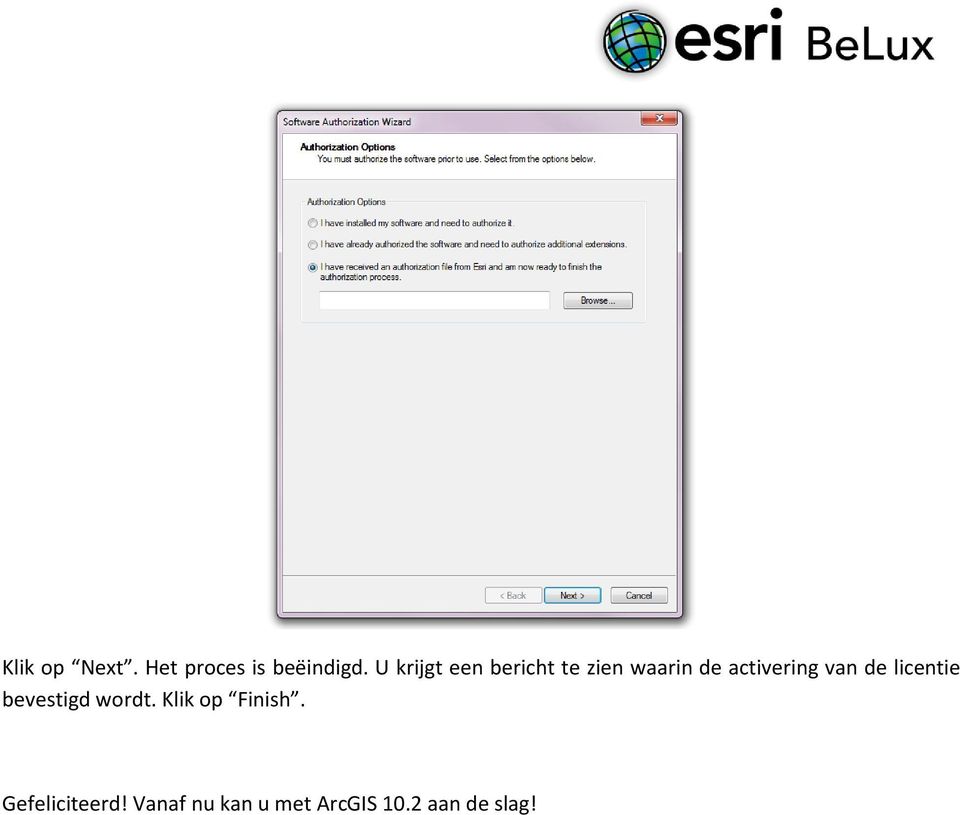 activering van de licentie bevestigd wordt.