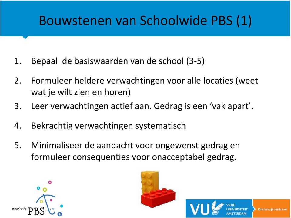 Leer verwachtingen actief aan. Gedrag is een vak apart. 4.