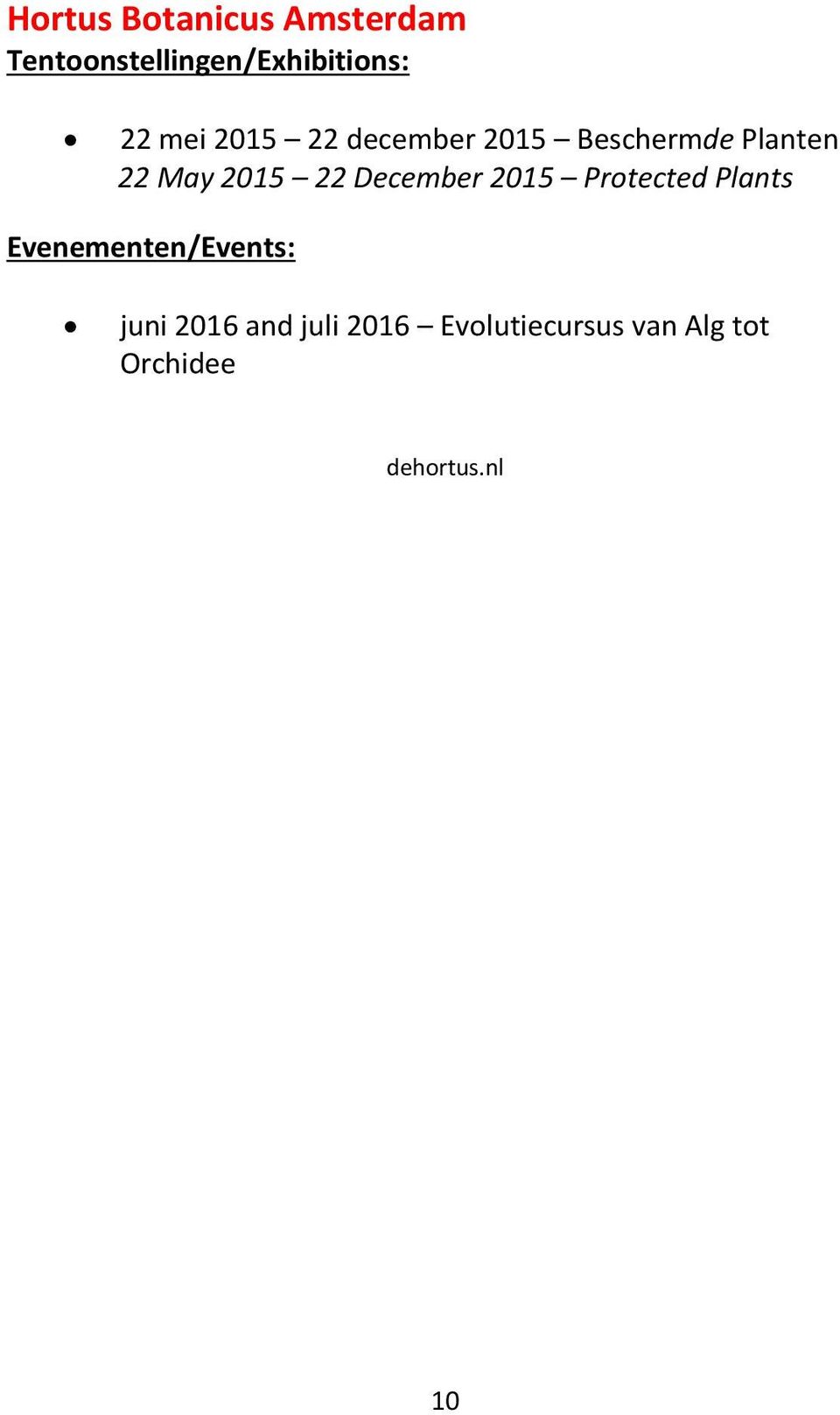 Protected Plants Evenementen/Events: juni 2016 and