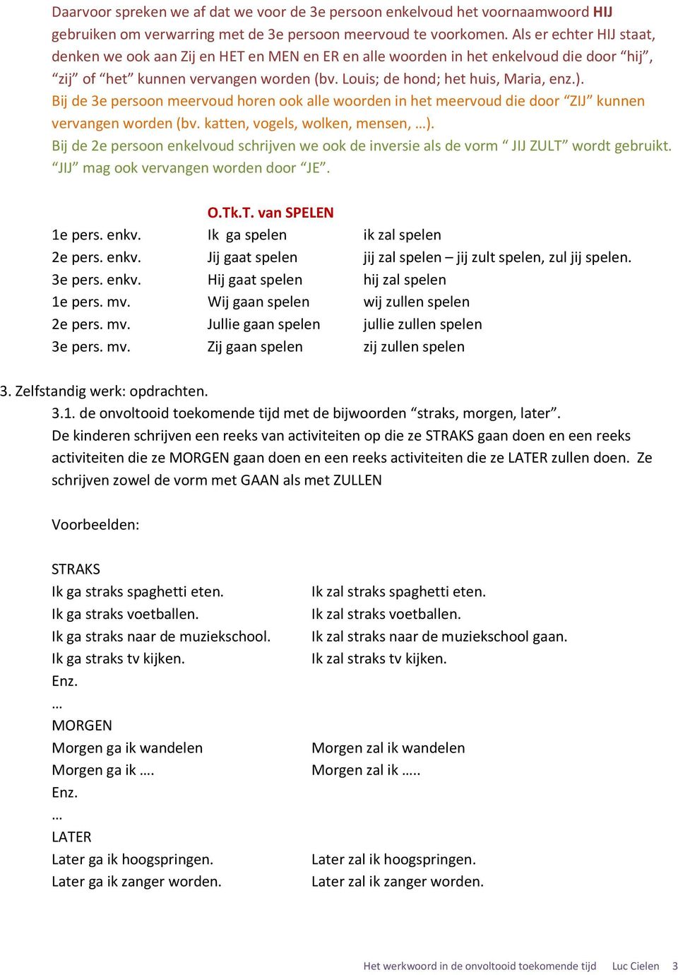 Bij de 3e persoon meervoud horen ook alle woorden in het meervoud die door ZIJ kunnen vervangen worden (bv. katten, vogels, wolken, mensen, ).