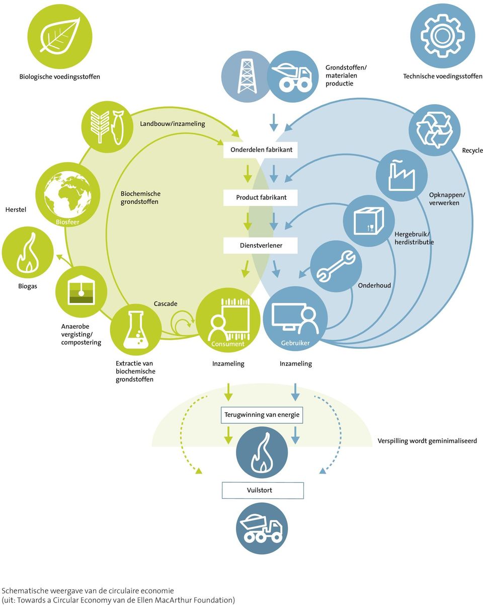 Anaerobe vergisting/ compostering Consument Gebruiker Extractie van biochemische grondstoffen Inzameling Inzameling Terugwinning van energie