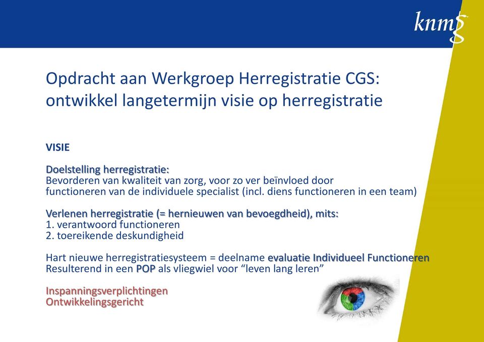 diens functioneren in een team) Verlenen herregistratie (= hernieuwen van bevoegdheid), mits: 1. verantwoord functioneren 2.