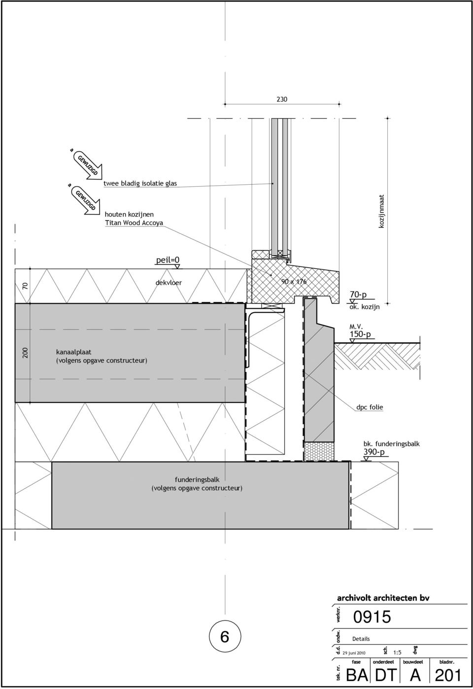 150-p 200 kanaalplaat (volgens opgave constructeur) dpc folie bk.