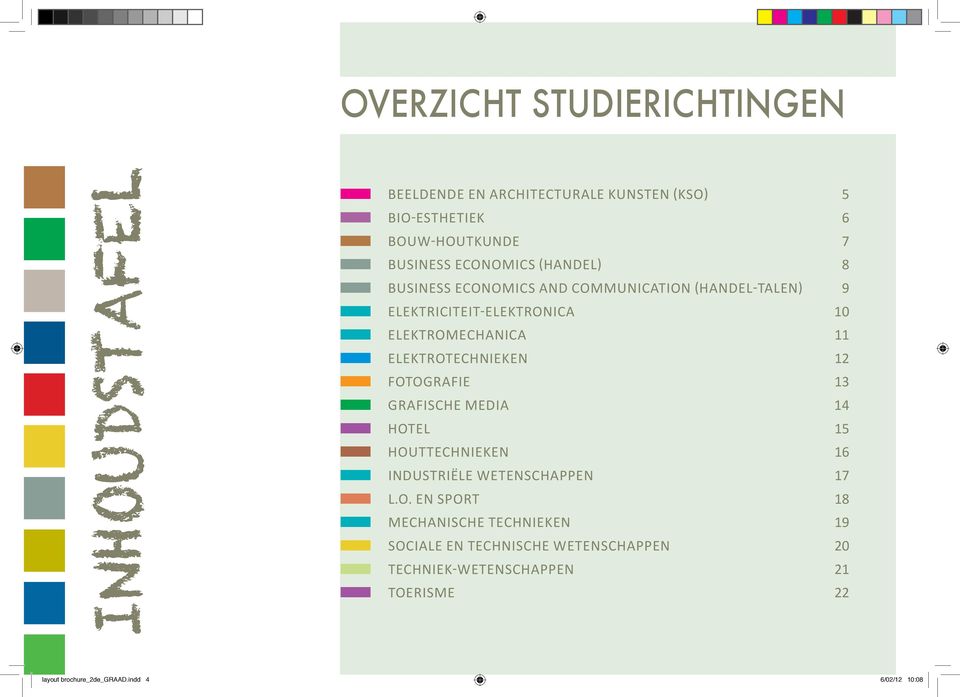 Elektrotechnieken 12 nnn Fotografie 13 nnn Grafische Media 14 nnn Hotel 15 nnn Houttechnieken 16 nnn Industriële Wetenschappen 17 nnn L.O.