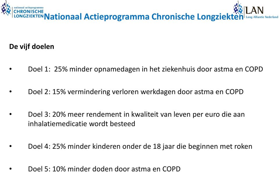 20% meer rendement in kwaliteit van leven per euro die aan inhalatiemedicatie wordt besteed Doel 4: