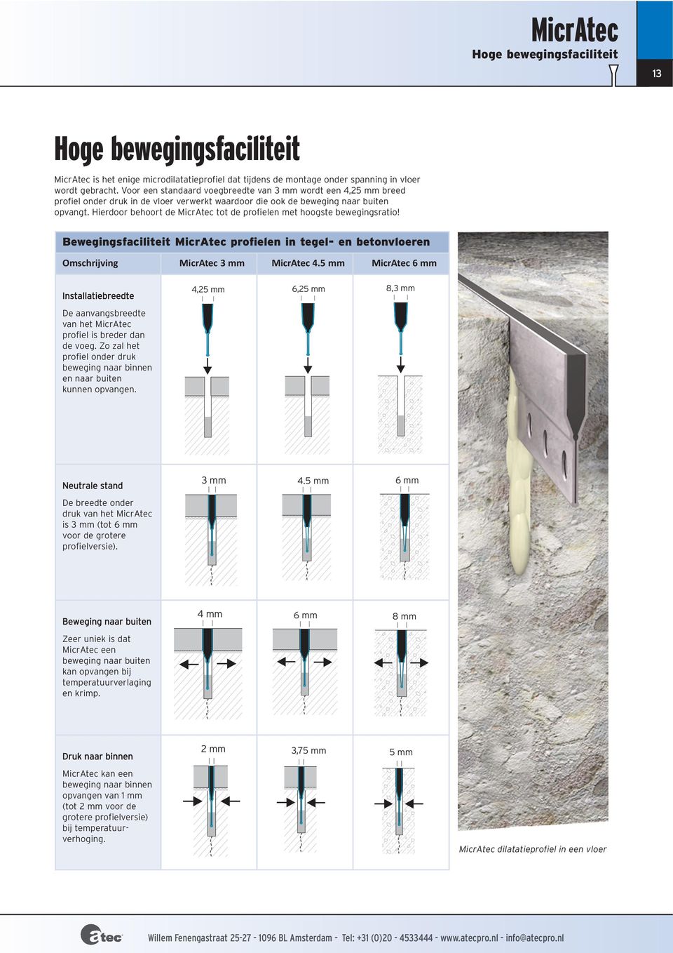 Hierdoor behoort de tot de profielen met hoogste bewegingsratio! Bewegingsfaciliteit profielen in tegel- en betonvloeren Omschrijving 3 mm 4.