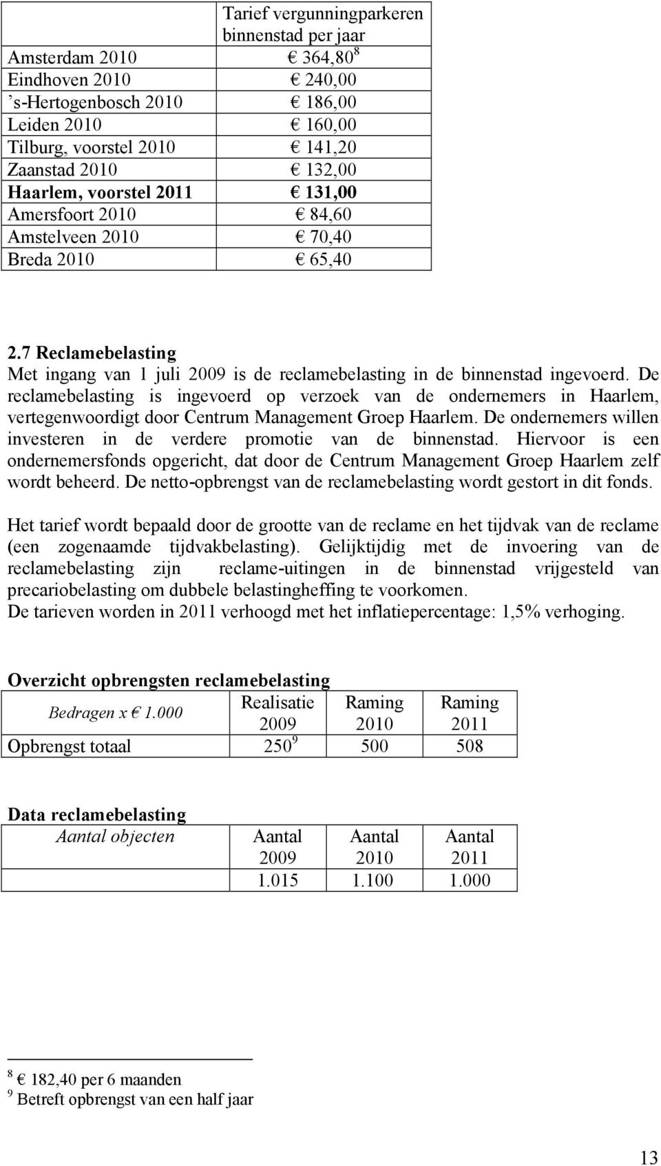 De reclamebelasting is ingevoerd op verzoek van de ondernemers in Haarlem, vertegenwoordigt door Centrum Management Groep Haarlem.