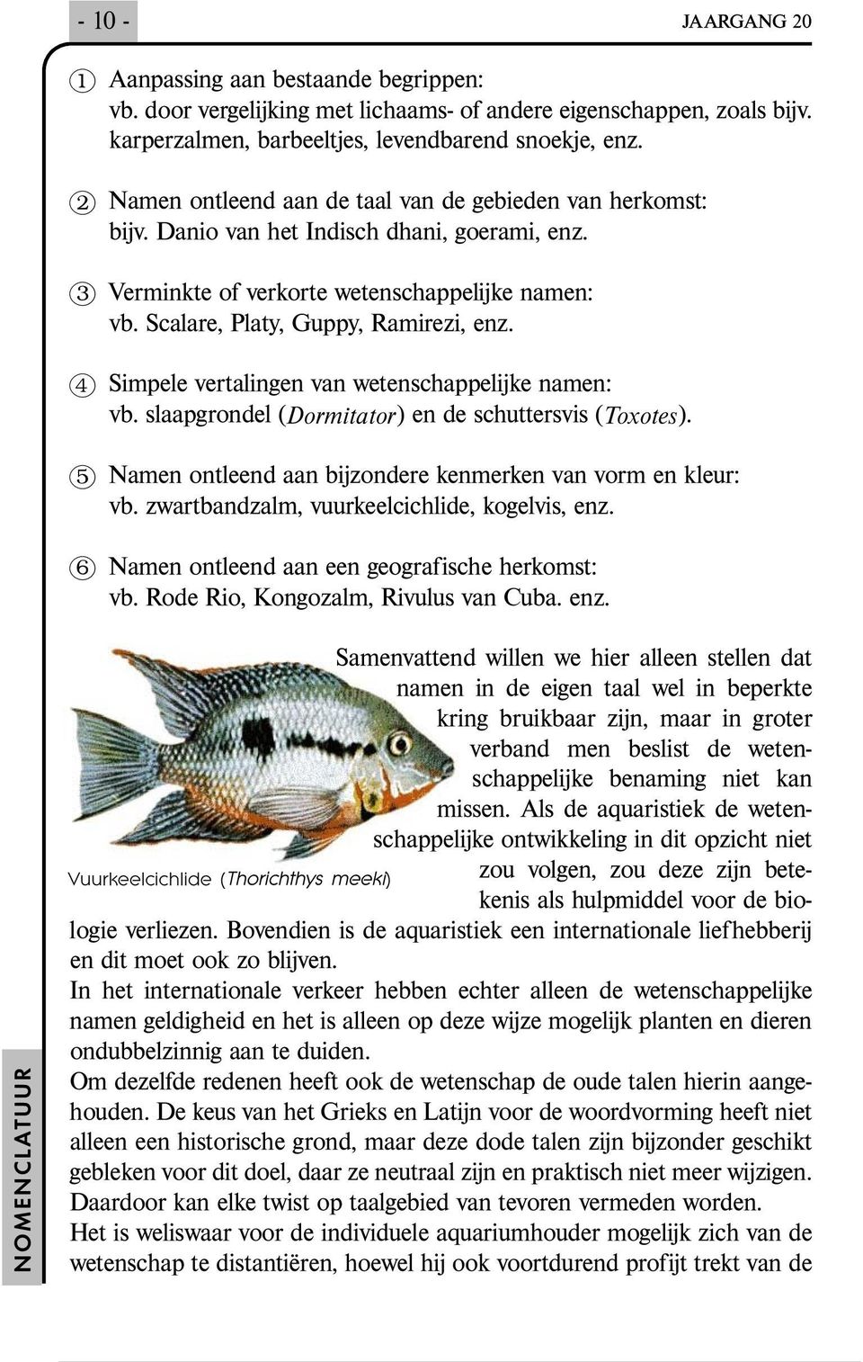 O Simpele vertalingen van wetenschappelijke namen: vb. slaapgrondel ( )endeschuttersvis( ). Dormitator Toxo tes P Namen ontleend aan bijzondere kenmerken van vorm en kleur: vb.