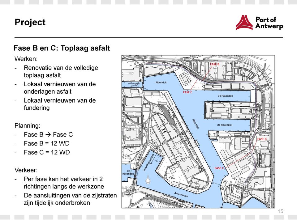 B Fase C - Fase B = 12 WD - Fase C = 12 WD Verkeer: - Per fase kan het verkeer in 2