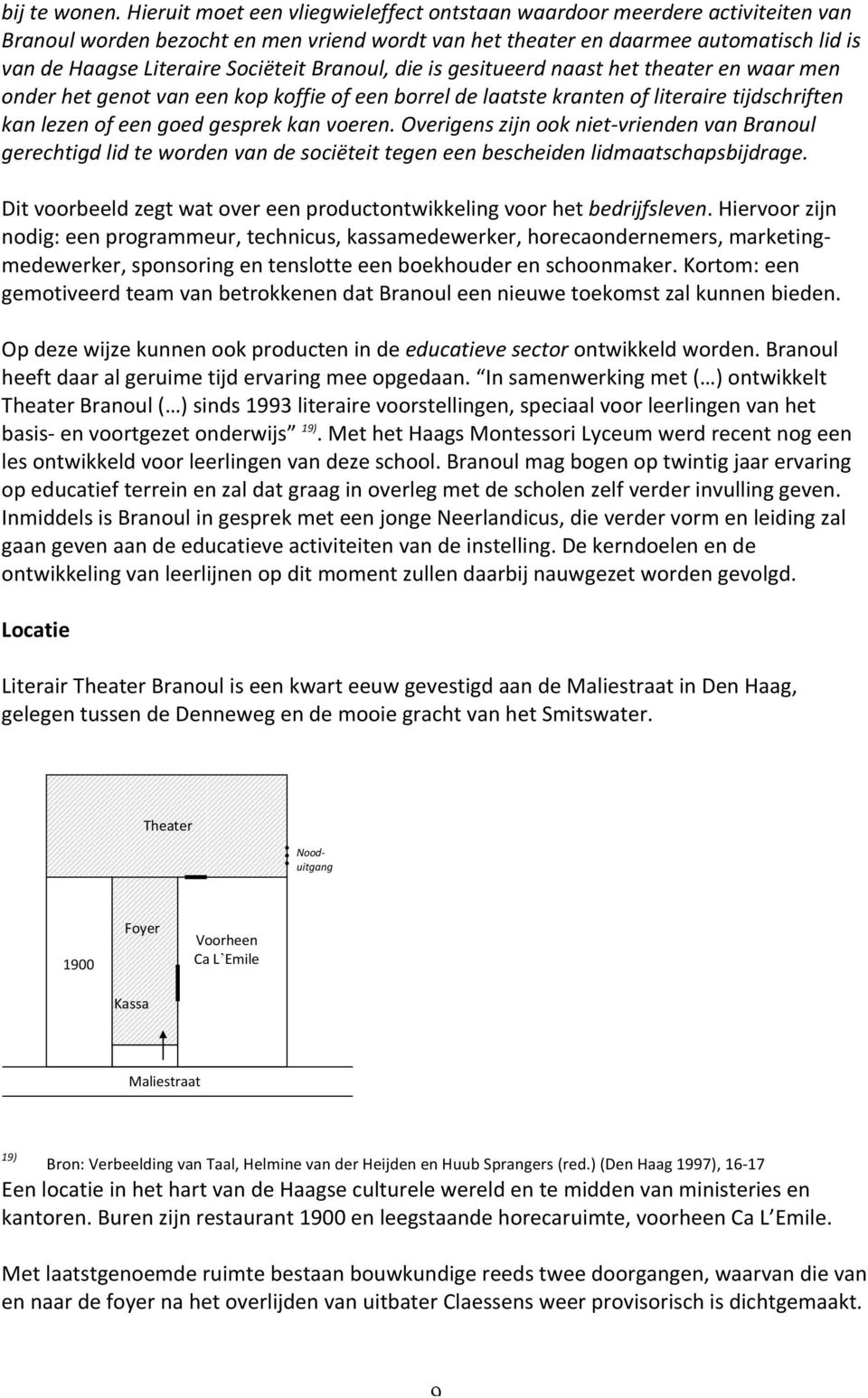 Branoul, die is gesitueerd naast het theater en waar men onder het genot van een kop koffie of een borrel de laatste kranten of literaire tijdschriften kan lezen of een goed gesprek kan voeren.