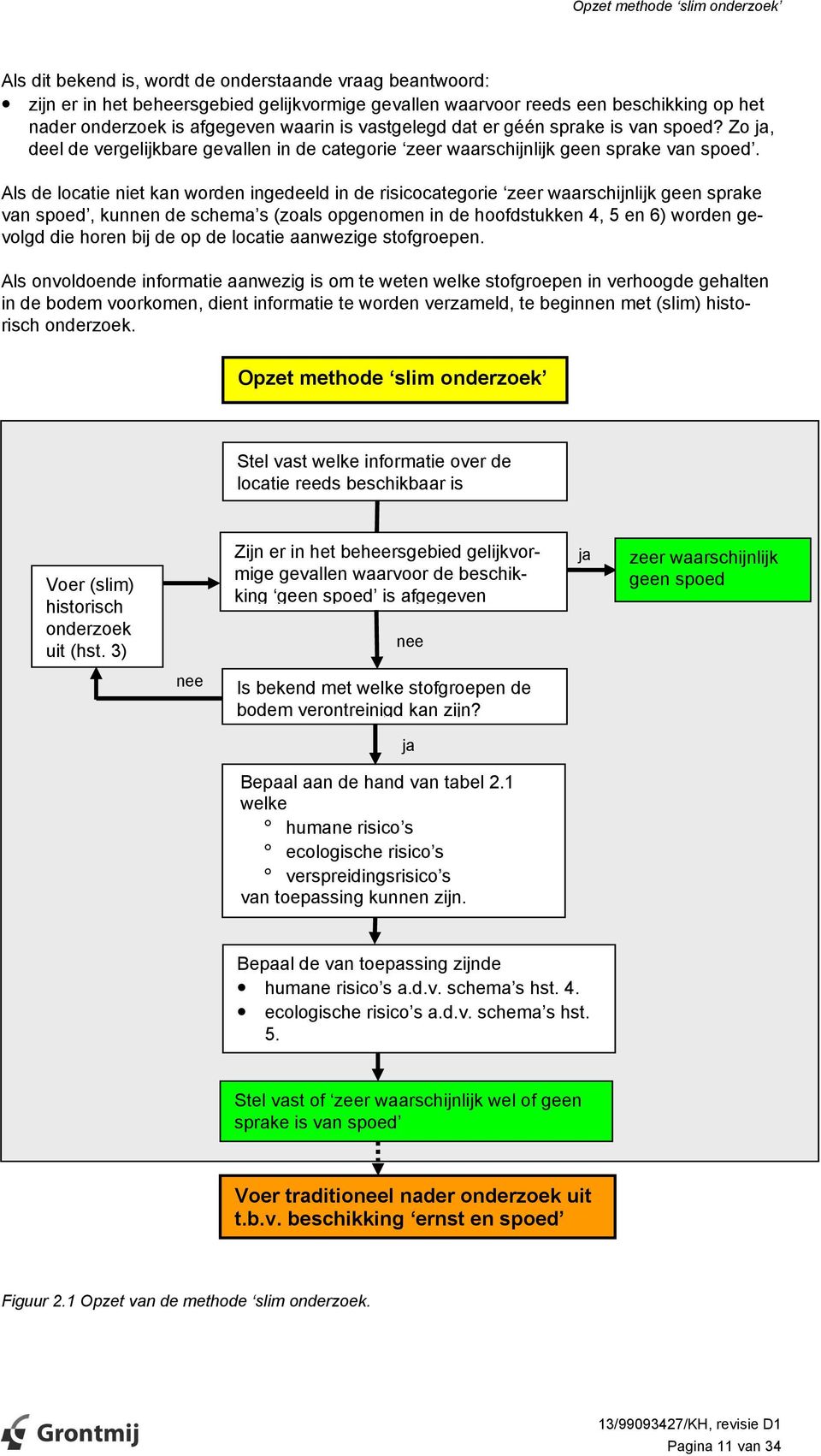 Als de locatie niet kan worden ingedeeld in de risicocategorie zeer waarschijnlijk geen sprake van spoed, kunnen de schema s (zoals opgenomen in de hoofdstukken 4, 5 en 6) worden gevolgd die horen