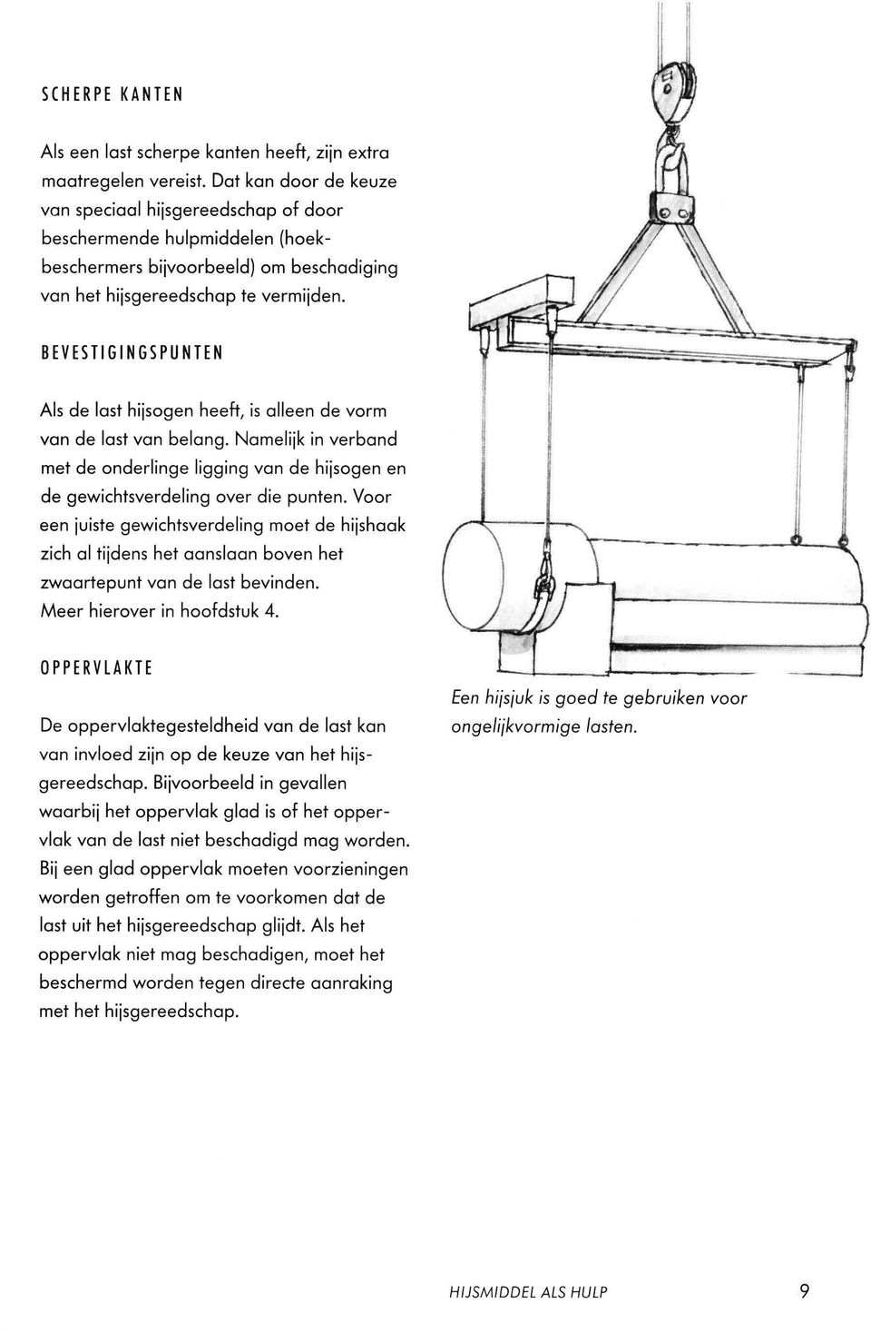 BEVESTI GI NGSPU NTEN Als de last hijsogen heeft, is alleen de vorm van de last van belang. Namelijk in verband met de onderlinge ligging van de hijsogen en de gewichtsverdeling over die punten.