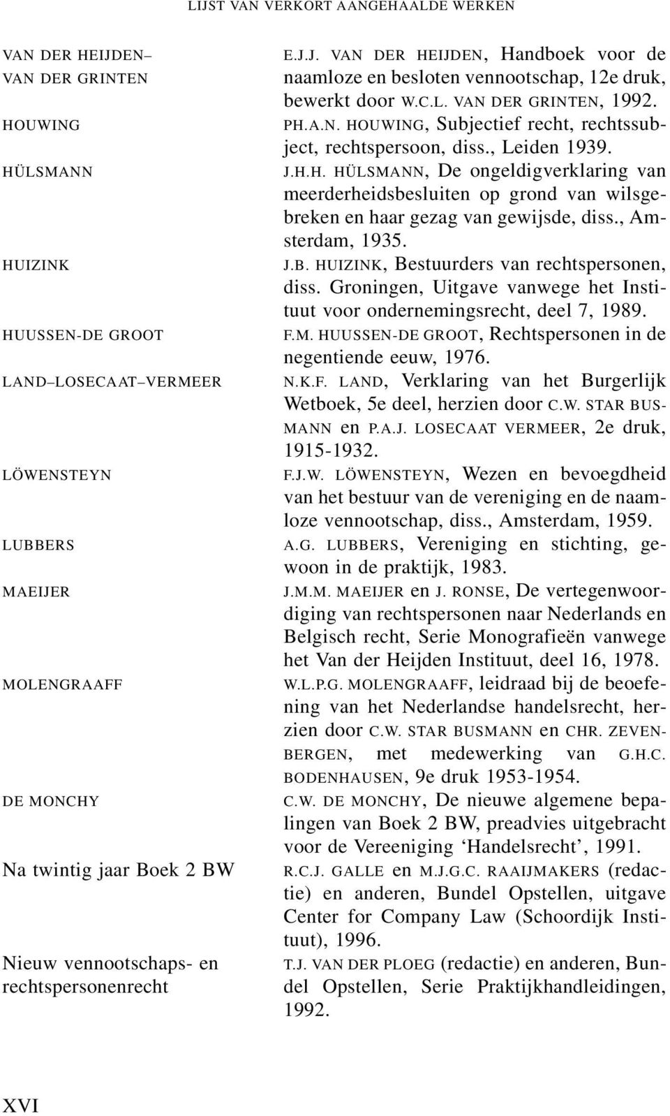, Leiden 1939. J.H.H. HÜLSMANN, De ongeldigverklaring van meerderheidsbesluiten op grond van wilsgebreken en haar gezag van gewijsde, diss., Amsterdam, 1935. J.B.