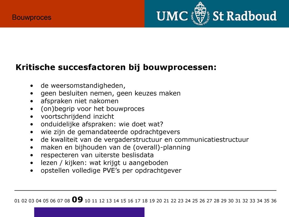 wie zijn de gemandateerde opdrachtgevers de kwaliteit van de vergaderstructuur en communicatiestructuur maken en bijhouden