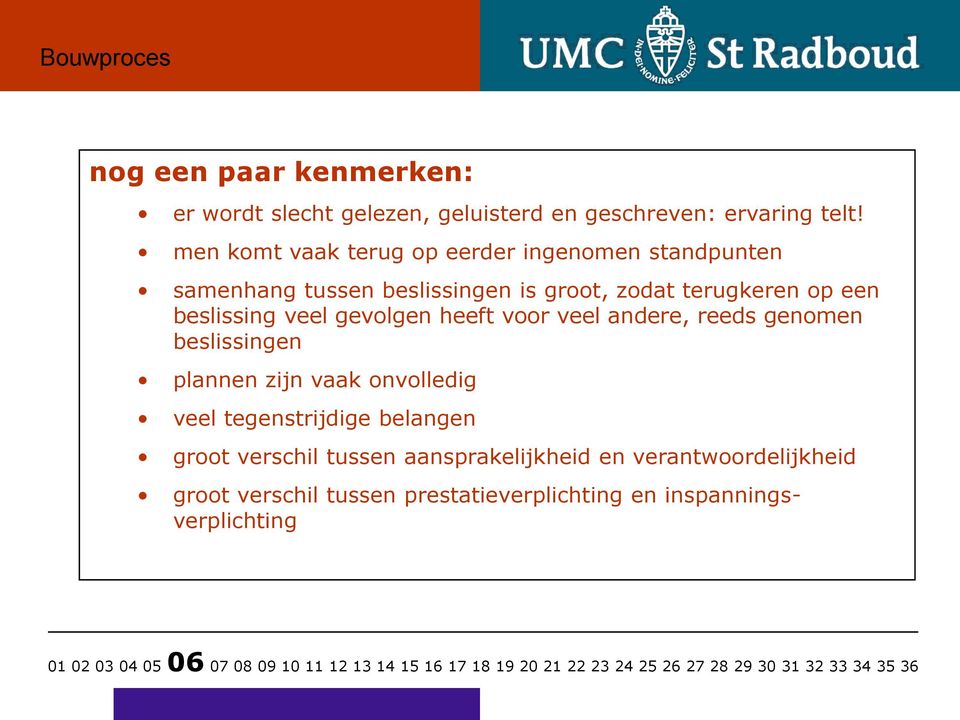 beslissing veel gevolgen heeft voor veel andere, reeds genomen beslissingen plannen zijn vaak onvolledig veel