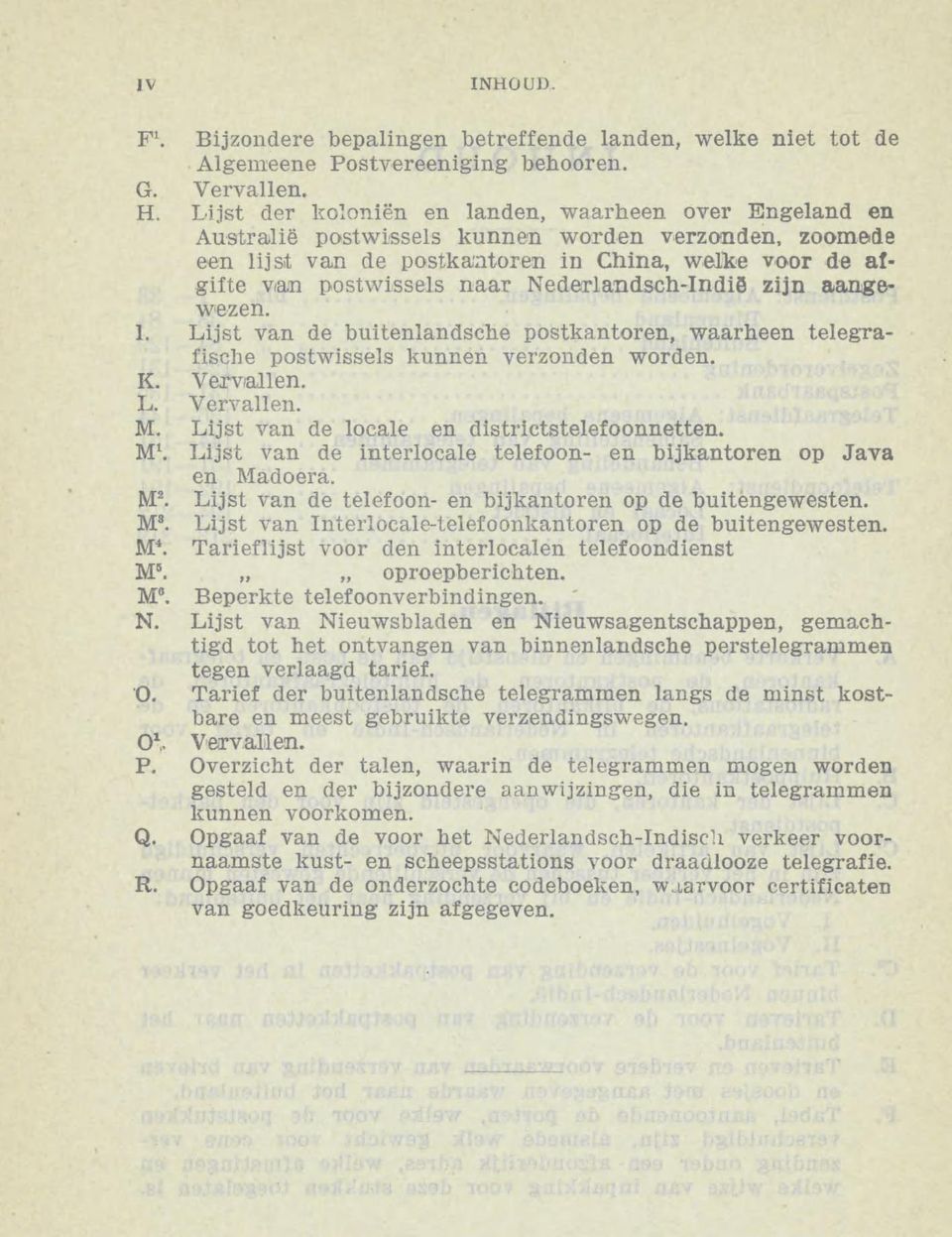 Nederlandsch-IndiS zijn aangewezen. 1. Lijst van de buitenlandsche postkantoren, waarheen telegrafische postwissels kunnen verzonden worden. K. Vervallen. L. Vervallen. M.