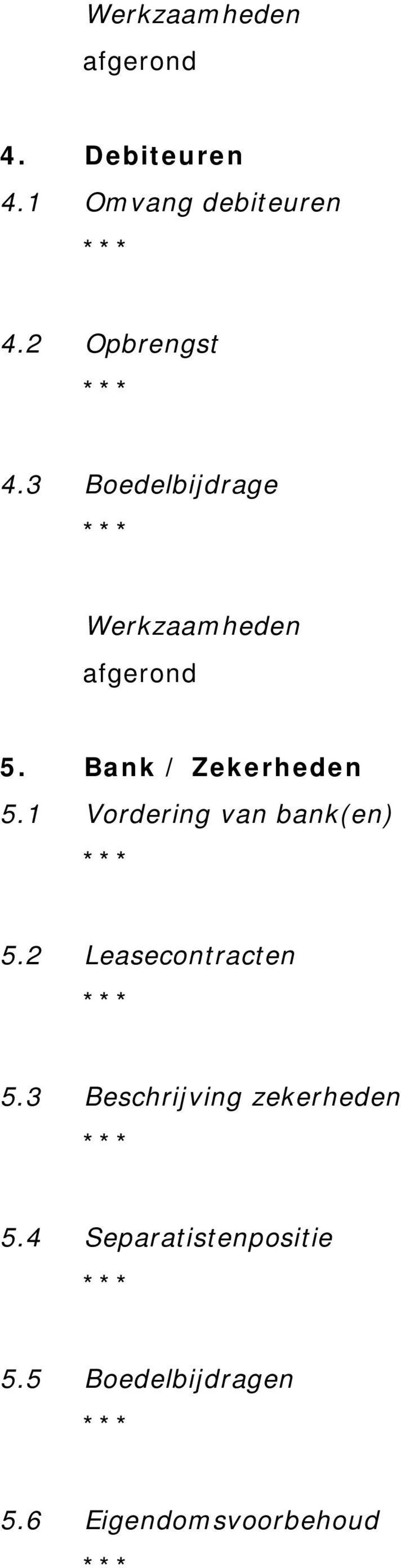 Bank / Zkrhdn 5.1 Vordring van bank(n) 5.2 Lascontractn 5.