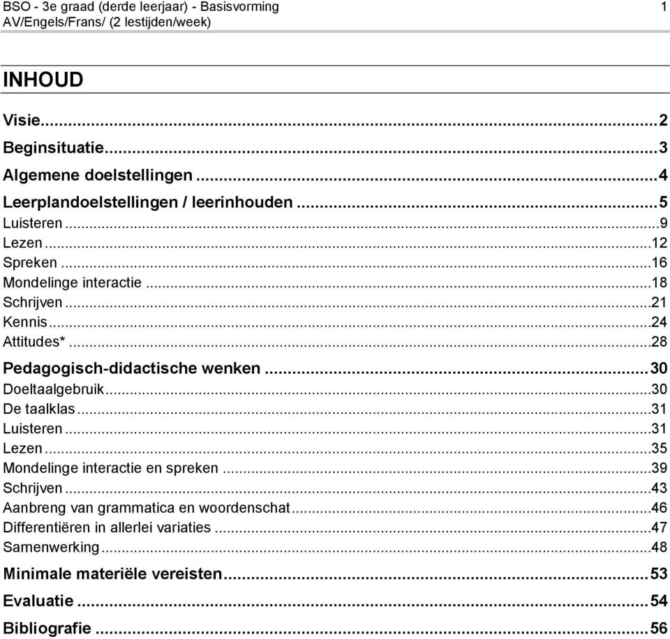 ..24 Attitudes*...28 Pedagogisch-didactische wenken... 30 Doeltaalgebruik...30 De taalklas...31 Luisteren...31 Lezen.