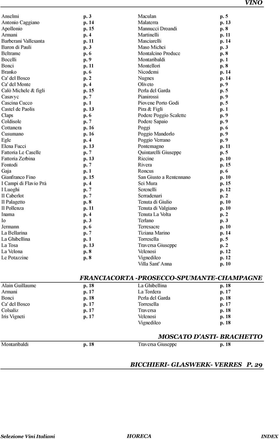 4 Oliveto p. 9 Calò Michele & figli p. 15 Perla del Garda p. 5 Casavyc p. 7 Pianirossi p. 9 Cascina Cucco p. 1 Piovene Porto Godi p. 5 Castel de Paolis p. 13 Pira & Figli p. 1 Claps p.