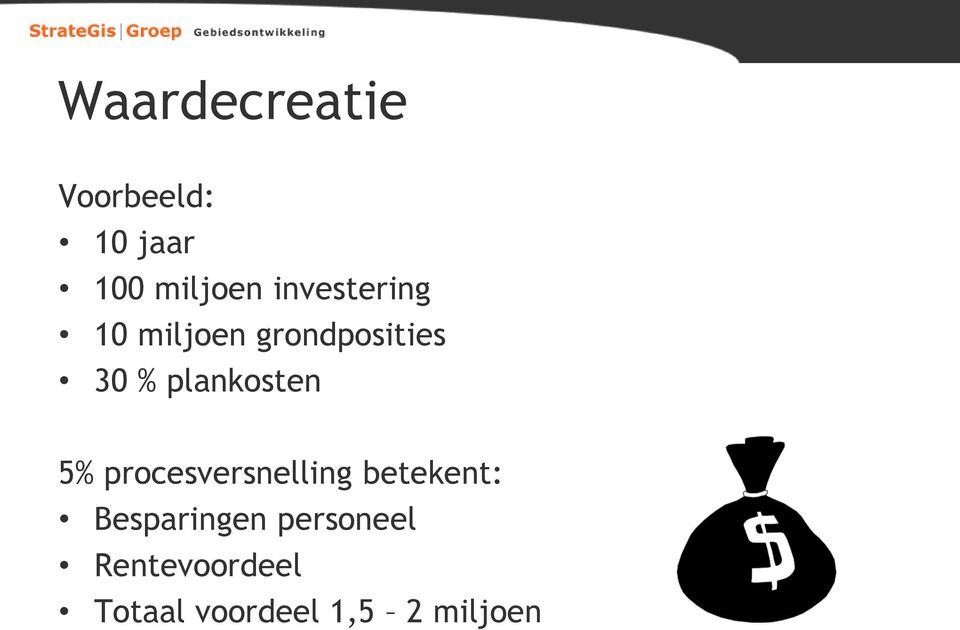 plankosten 5% procesversnelling betekent: