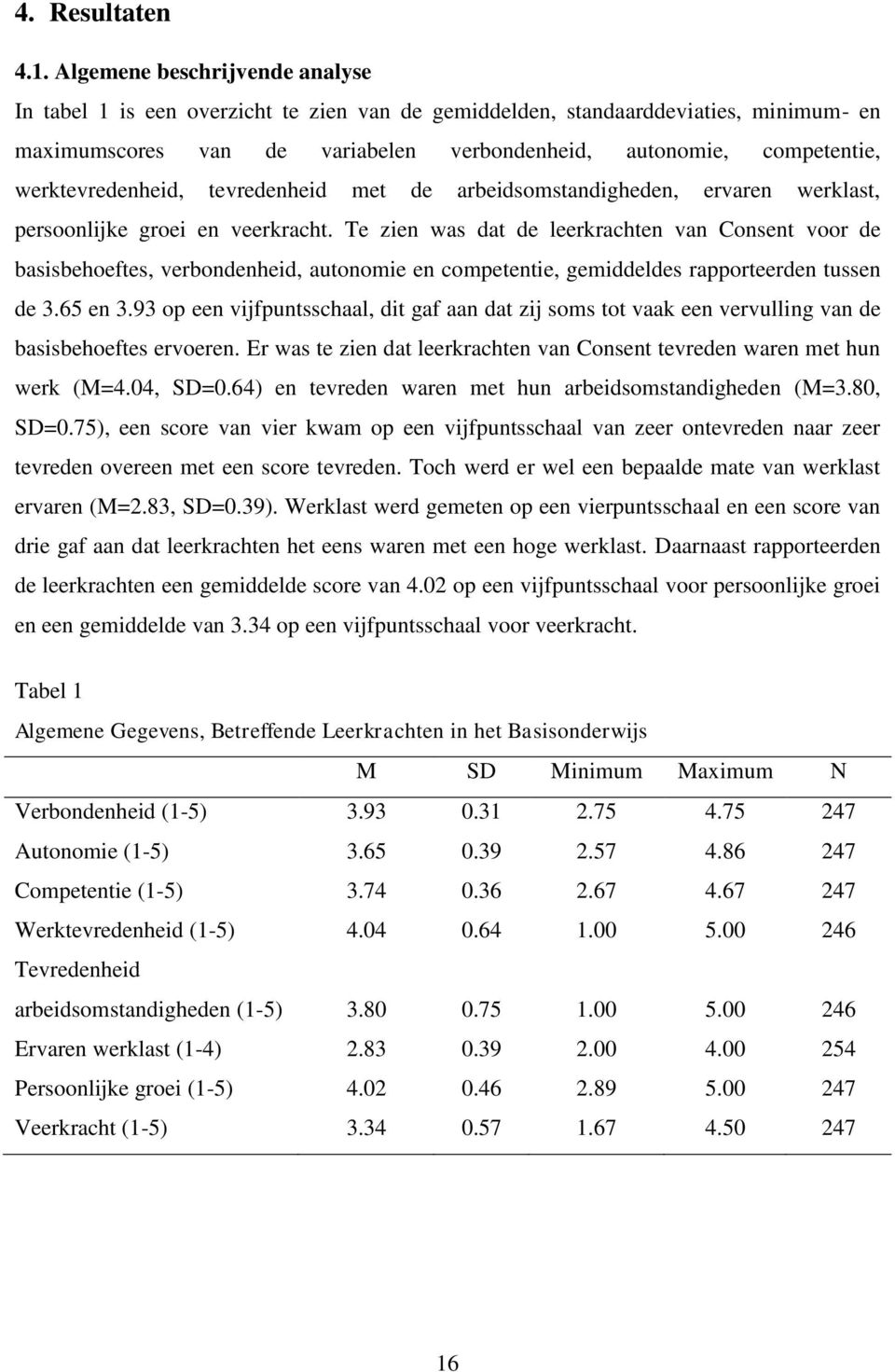 werktevredenheid, tevredenheid met de arbeidsomstandigheden, ervaren werklast, persoonlijke groei en veerkracht.